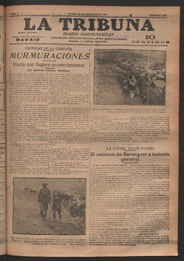 Miniatura de La Tribuna del 10 de octubre de 1921