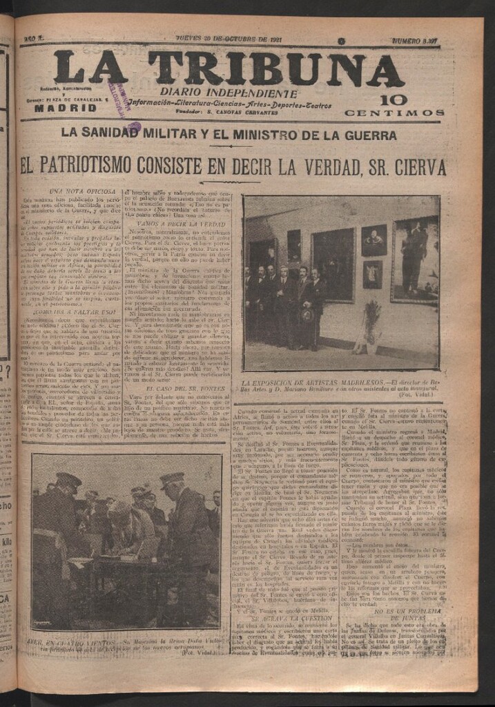 Miniatura de La Tribuna del 20 de octubre de 1921