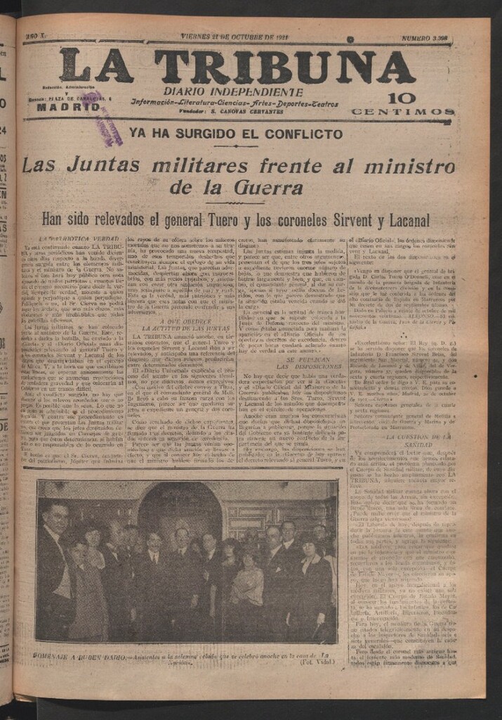 Miniatura de La Tribuna del 21 de octubre de 1921