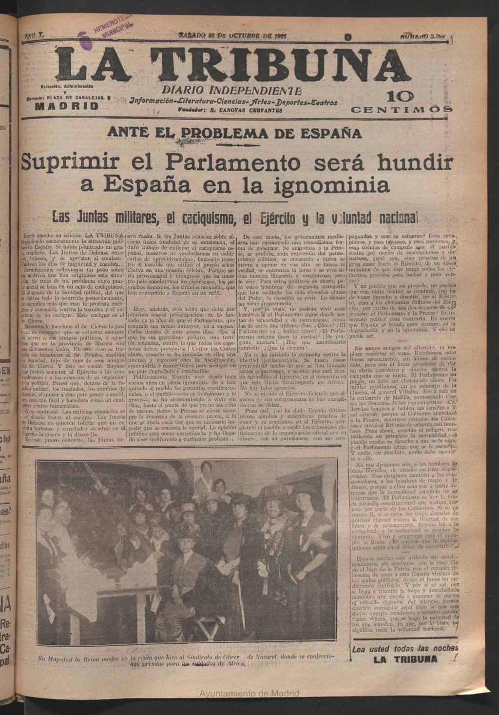Miniatura de La Tribuna del 22 de octubre de 1921