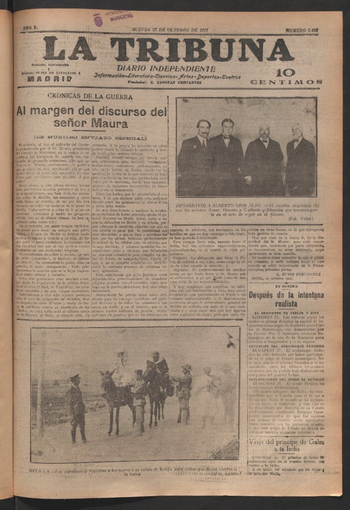 Miniatura de La Tribuna del 27 de octubre de 1921