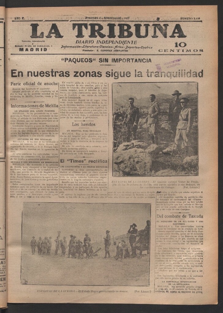 Miniatura de La Tribuna del 4 de noviembre de 1921