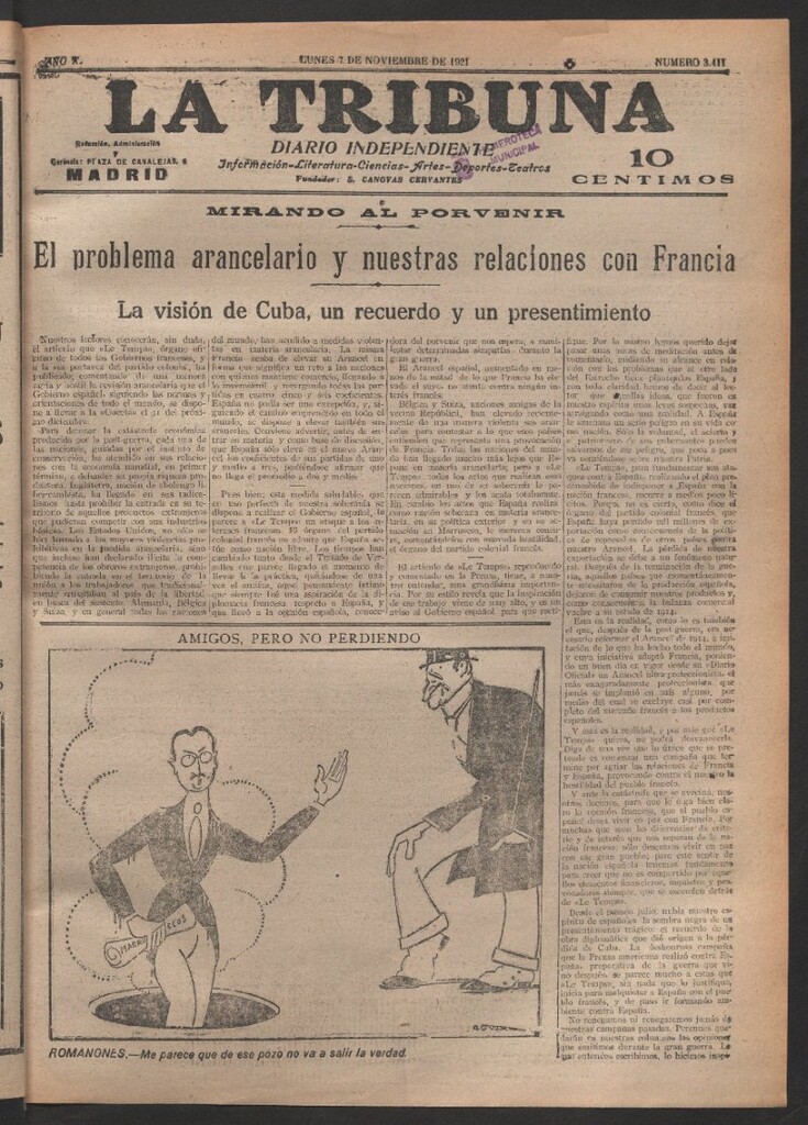 Miniatura de La Tribuna del 7 de noviembre de 1921