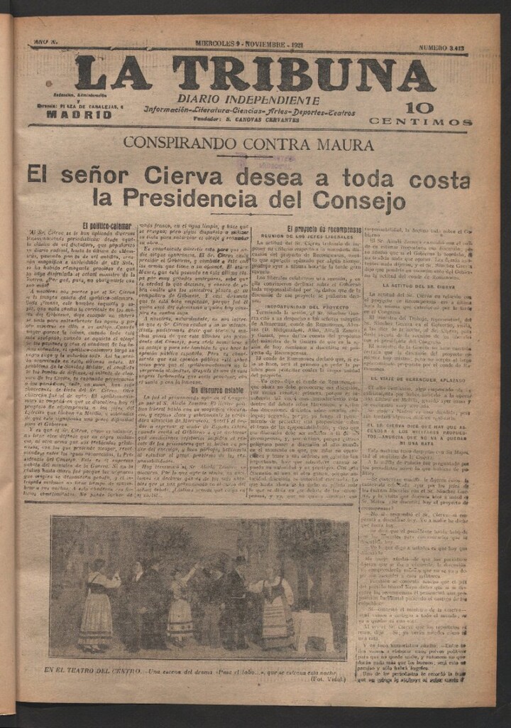 Miniatura de La Tribuna del 9 de noviembre de 1921