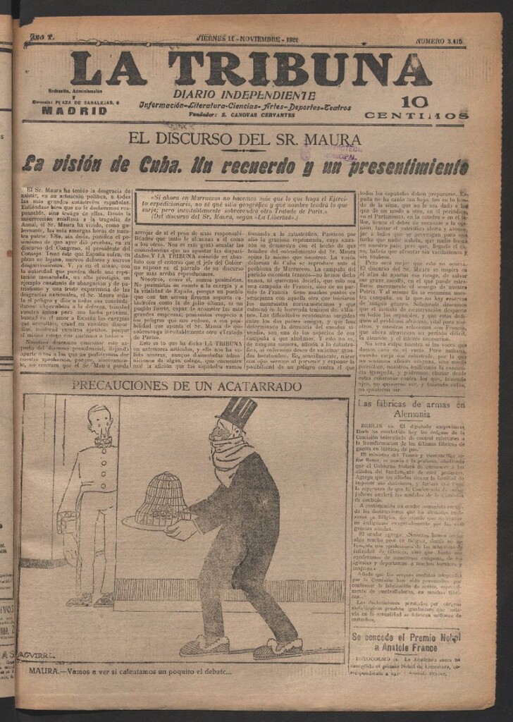 Miniatura de La Tribuna del 11 de noviembre de 1921