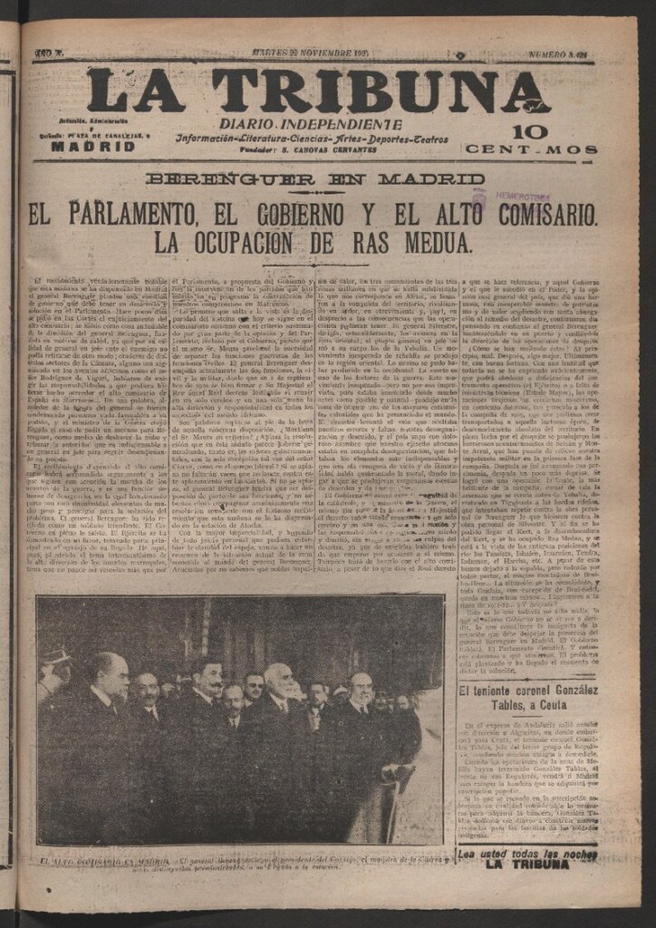 Miniatura de La Tribuna del 22 de noviembre de 1921