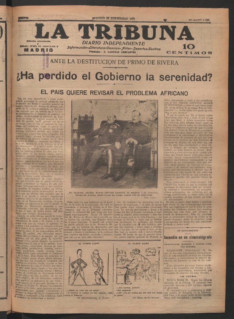 Miniatura de La Tribuna del 29 de noviembre de 1921