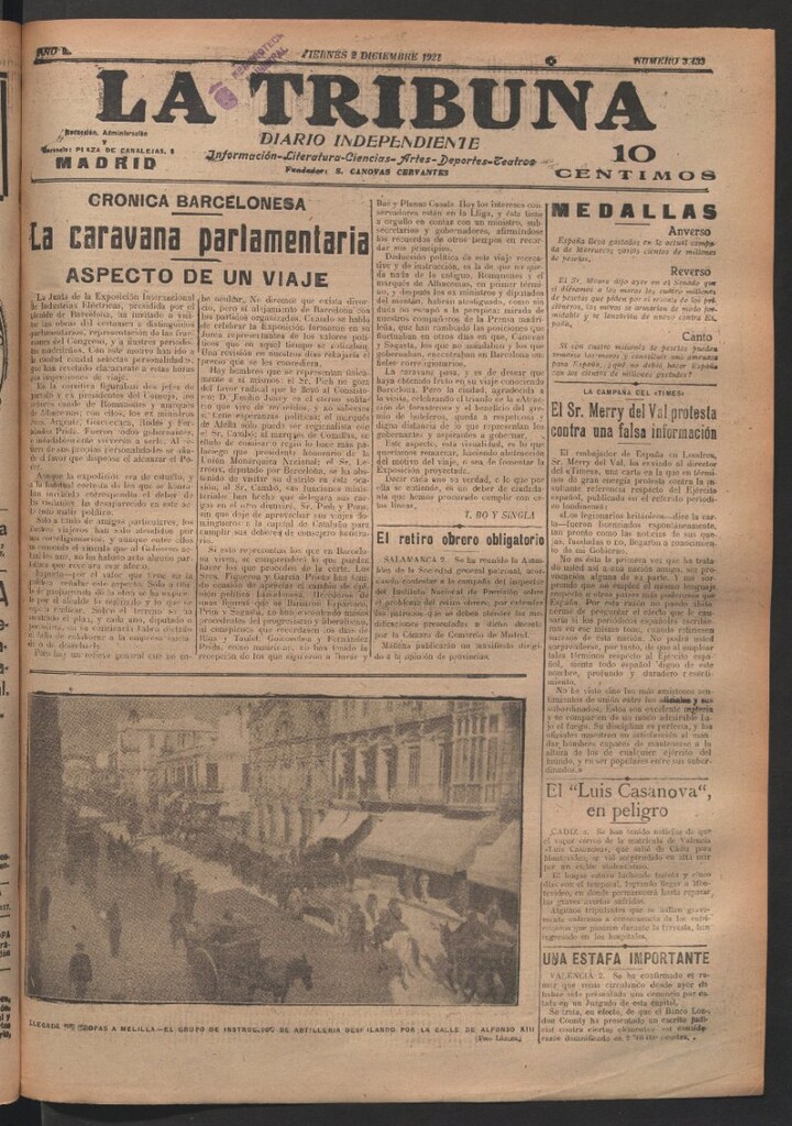 Miniatura de La Tribuna del 2 de diciembre de 1921