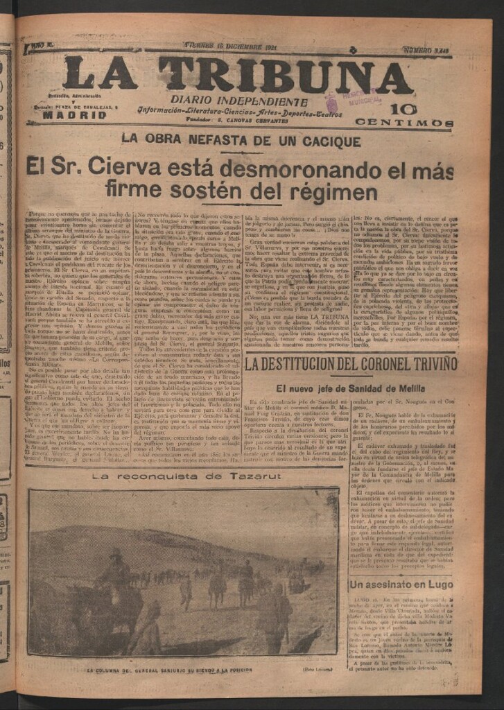 Miniatura de La Tribuna del 16 de diciembre de 1921