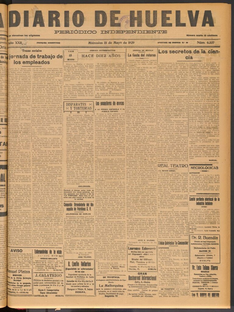 Miniatura de Diario de Huelva : periódico independiente del 15 de mayo de 1929