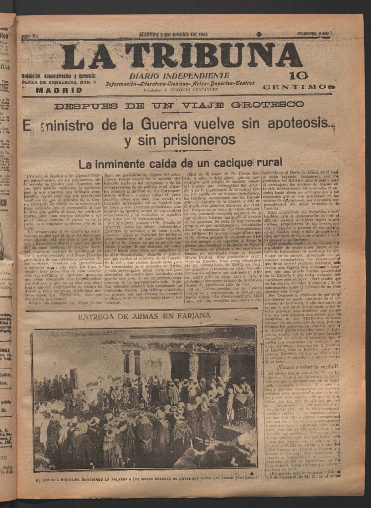 Miniatura de La Tribuna del 3 de enero de 1922