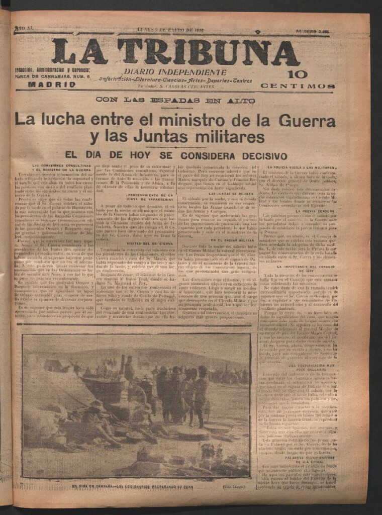 Miniatura de La Tribuna del 9 de enero de 1922