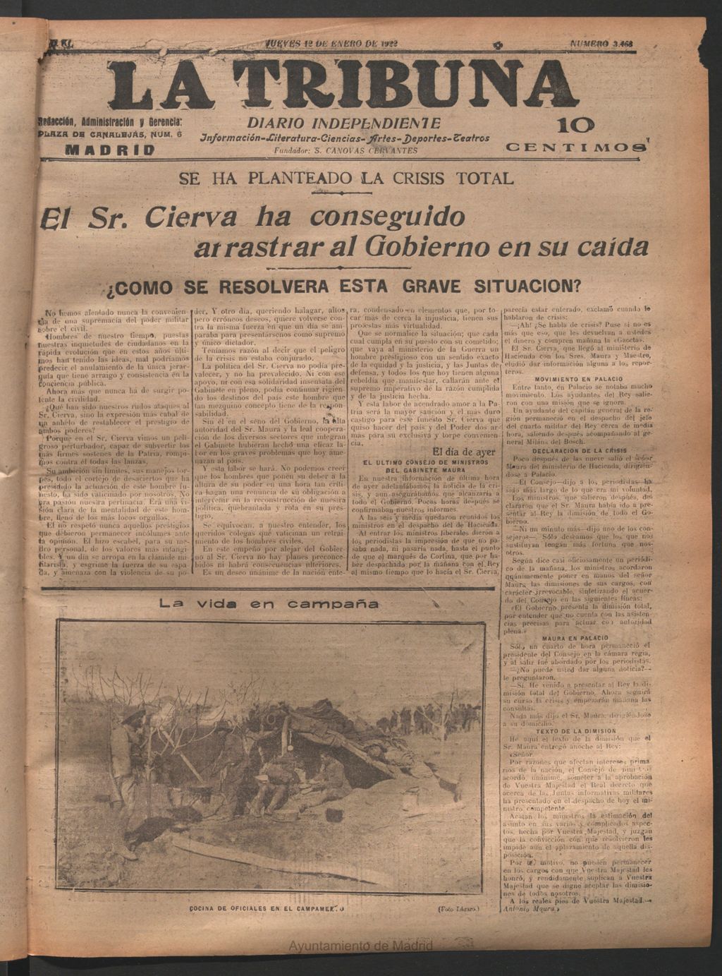 Miniatura de La Tribuna del 12 de enero de 1922
