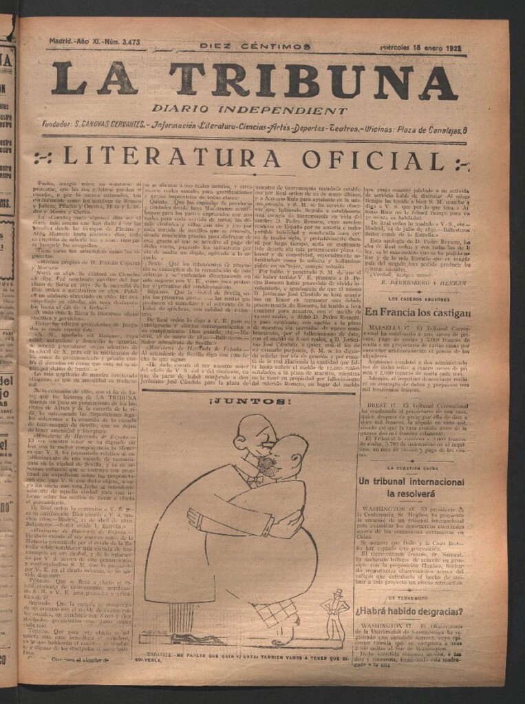 Miniatura de La Tribuna del 18 de enero de 1922
