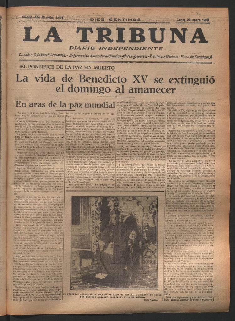 Miniatura de La Tribuna del 23 de enero de 1922