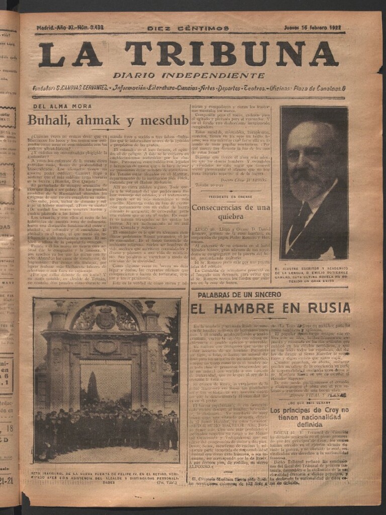 Miniatura de La Tribuna del 16 de febrero de 1922
