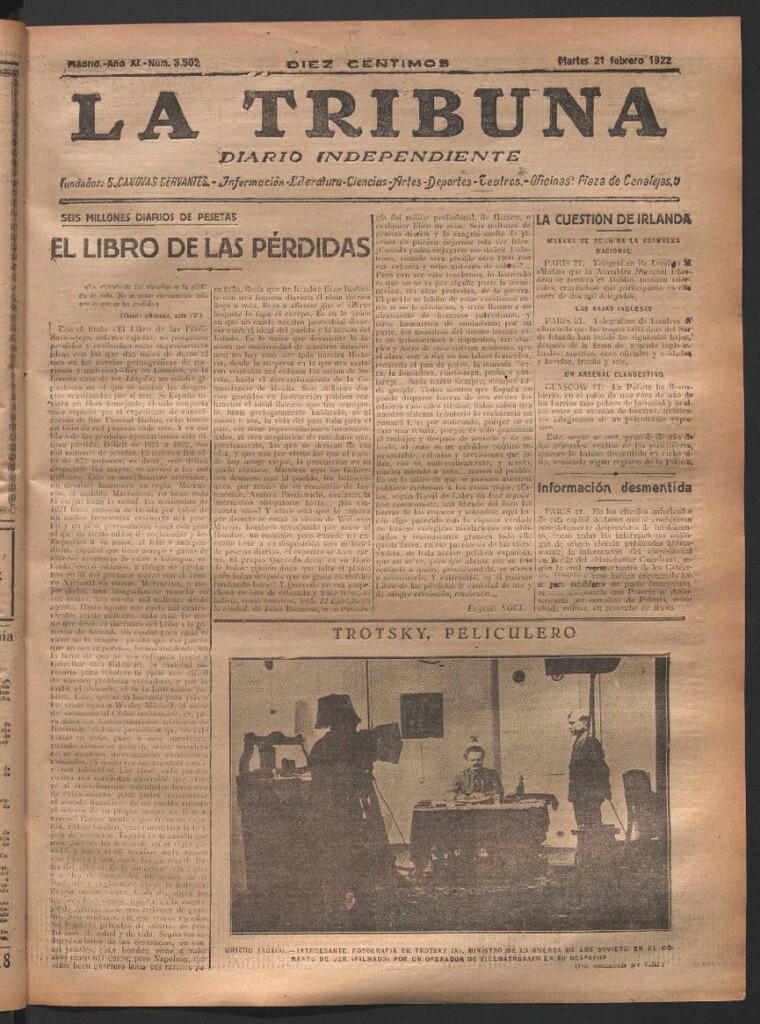 Miniatura de La Tribuna del 21 de febrero de 1922