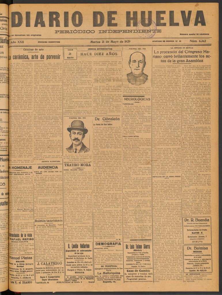 Miniatura de Diario de Huelva : periódico independiente del 21 de mayo de 1929