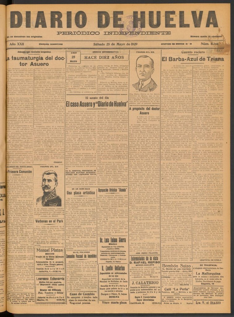 Miniatura de Diario de Huelva : periódico independiente del 25 de mayo de 1929