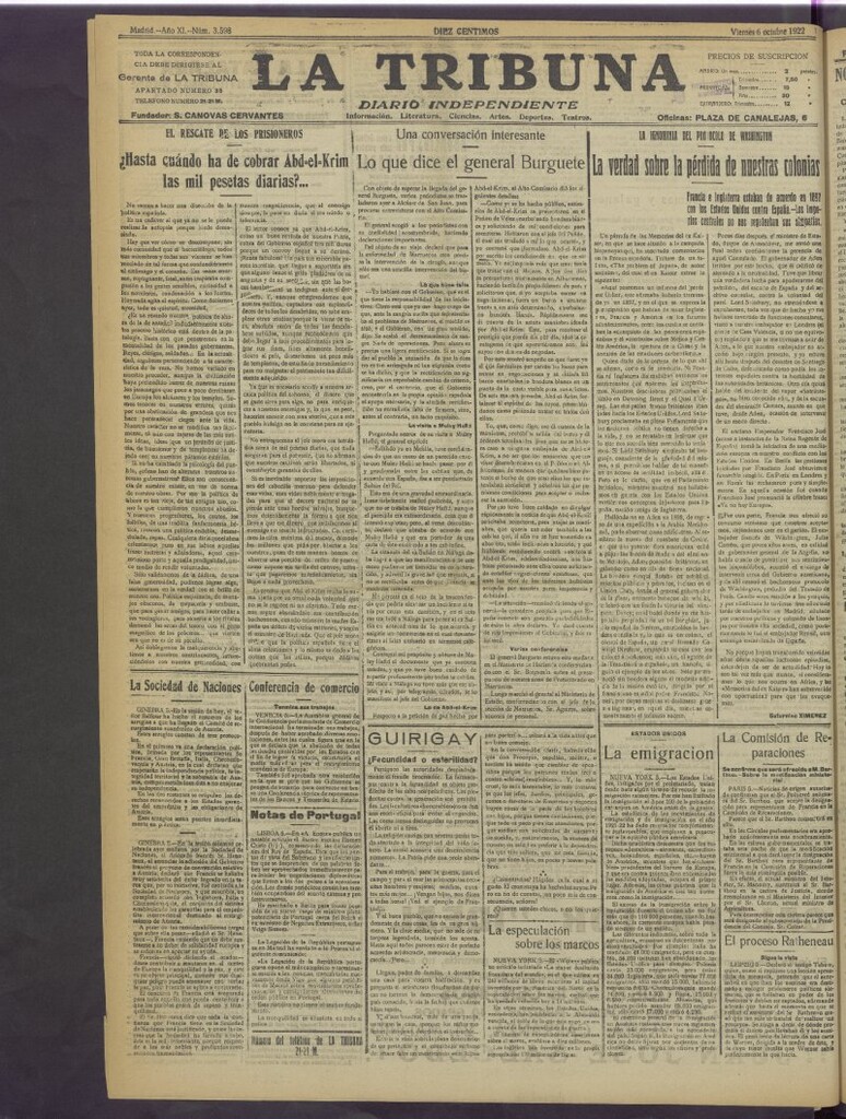 Miniatura de La Tribuna del 6 de octubre de 1922