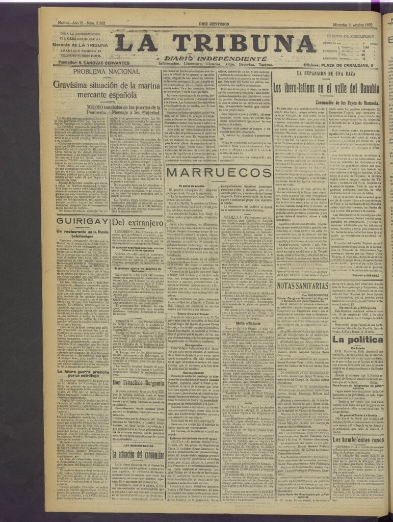 Miniatura de La Tribuna del 11 de octubre de 1922