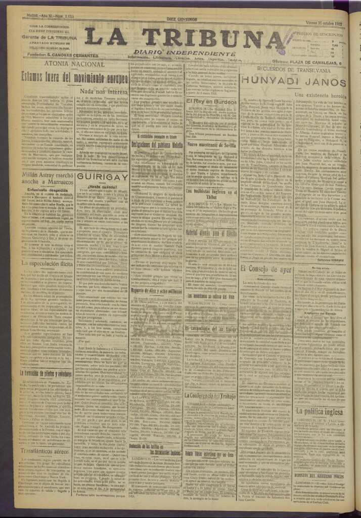 Miniatura de La Tribuna del 20 de octubre de 1922