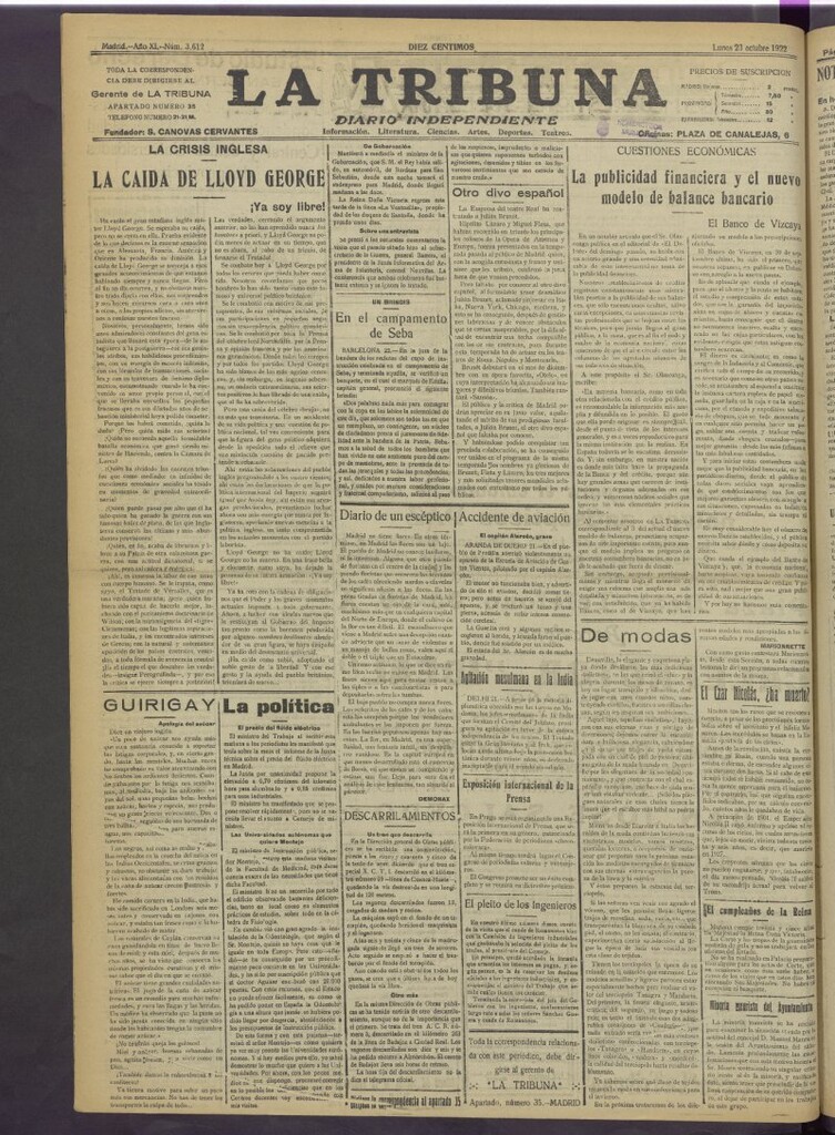 Miniatura de La Tribuna del 23 de octubre de 1922