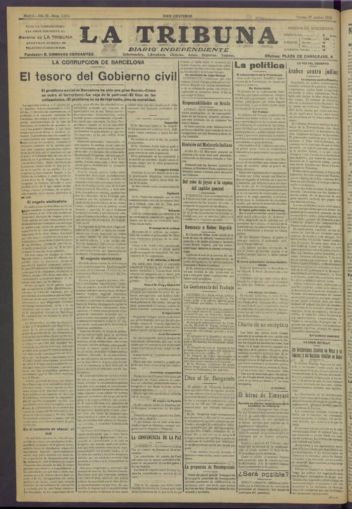 Miniatura de La Tribuna del 27 de octubre de 1922