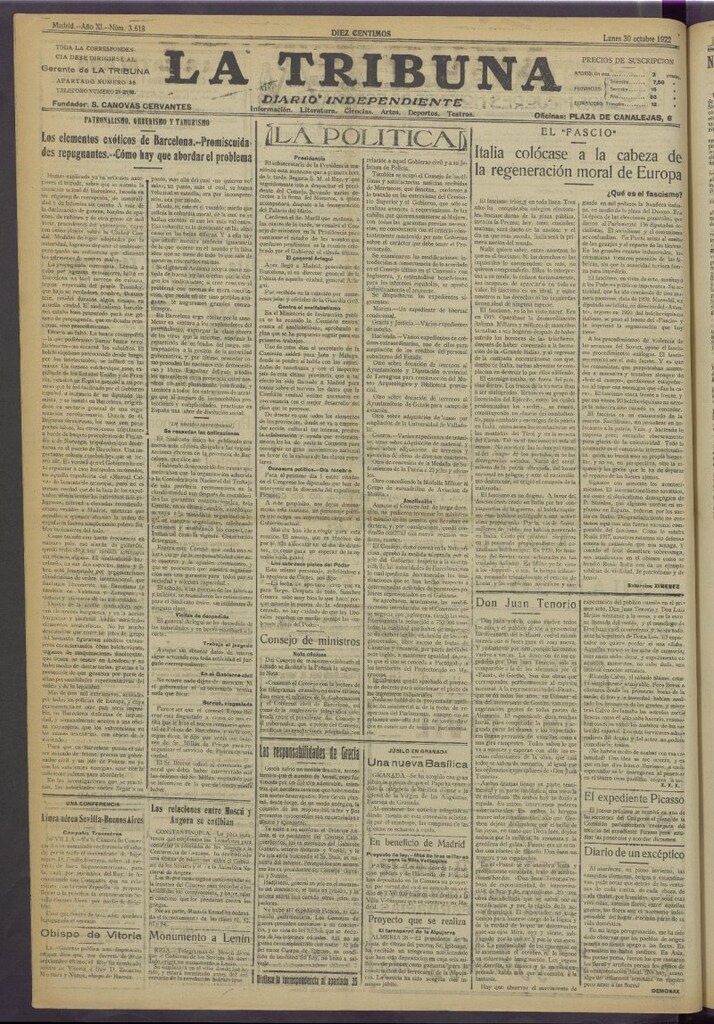 Miniatura de La Tribuna del 30 de octubre de 1922