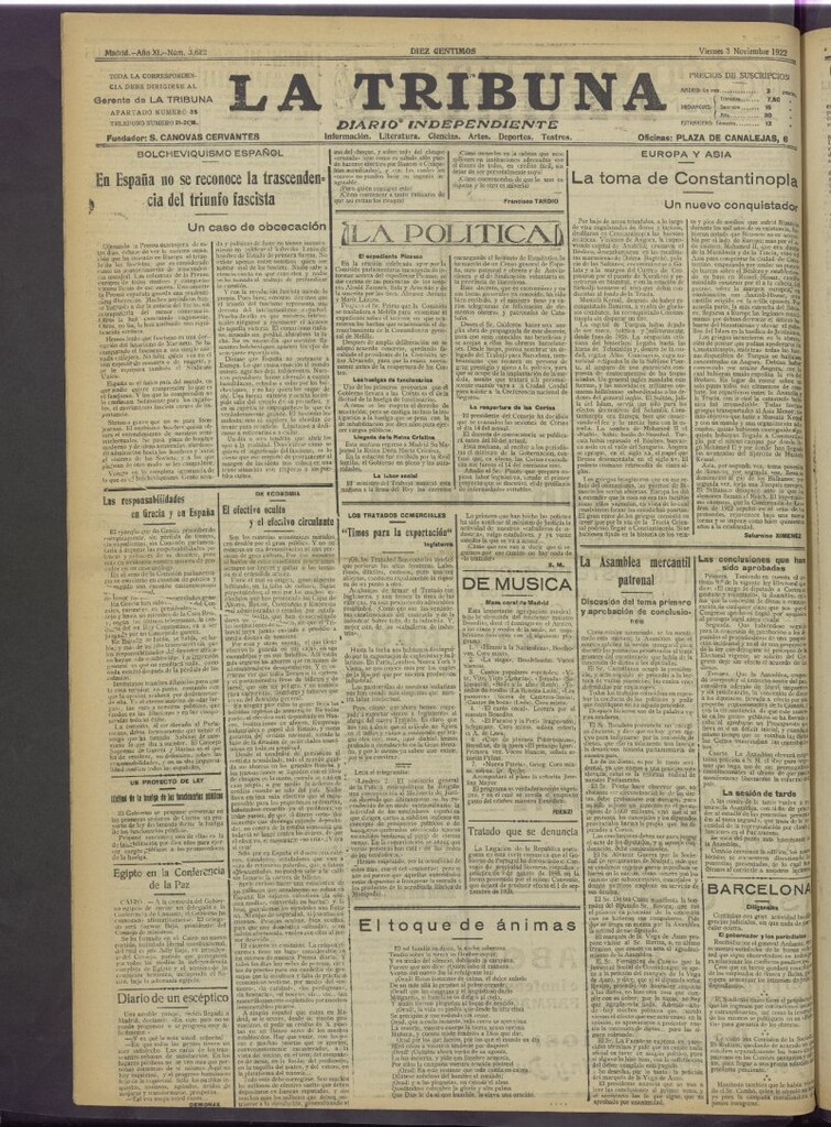 Miniatura de La Tribuna del 3 de noviembre de 1922