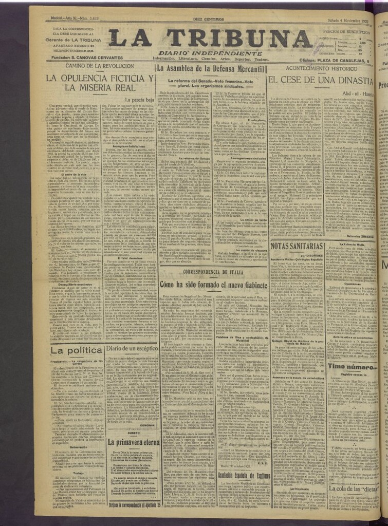 Miniatura de La Tribuna del 4 de noviembre de 1922