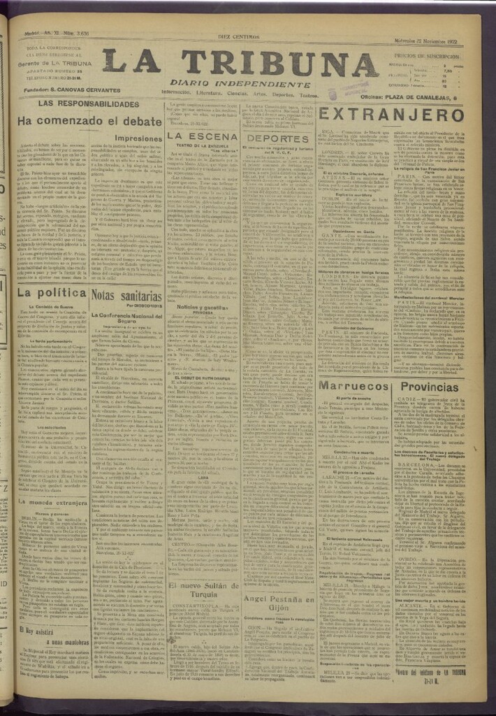 Miniatura de La Tribuna del 22 de noviembre de 1922
