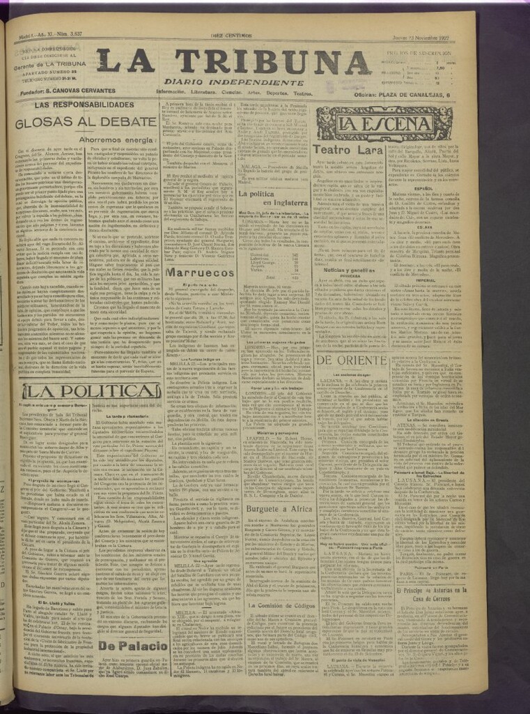 Miniatura de La Tribuna del 23 de noviembre de 1922