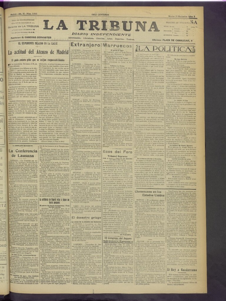 Miniatura de La Tribuna del 28 de noviembre de 1922