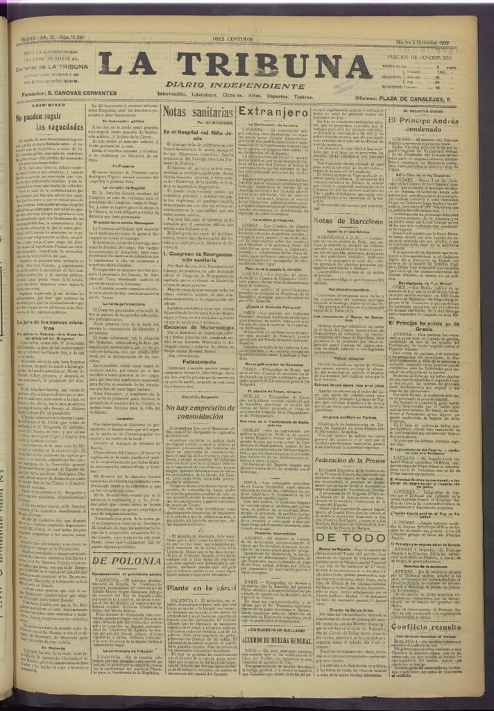 Miniatura de La Tribuna del 5 de diciembre de 1922