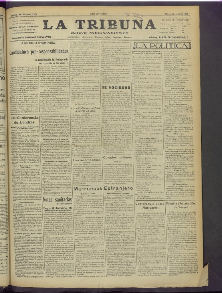 Miniatura de La Tribuna del 12 de diciembre de 1922
