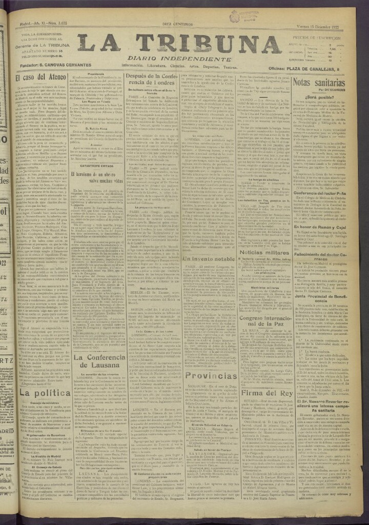 Miniatura de La Tribuna del 15 de diciembre de 1922