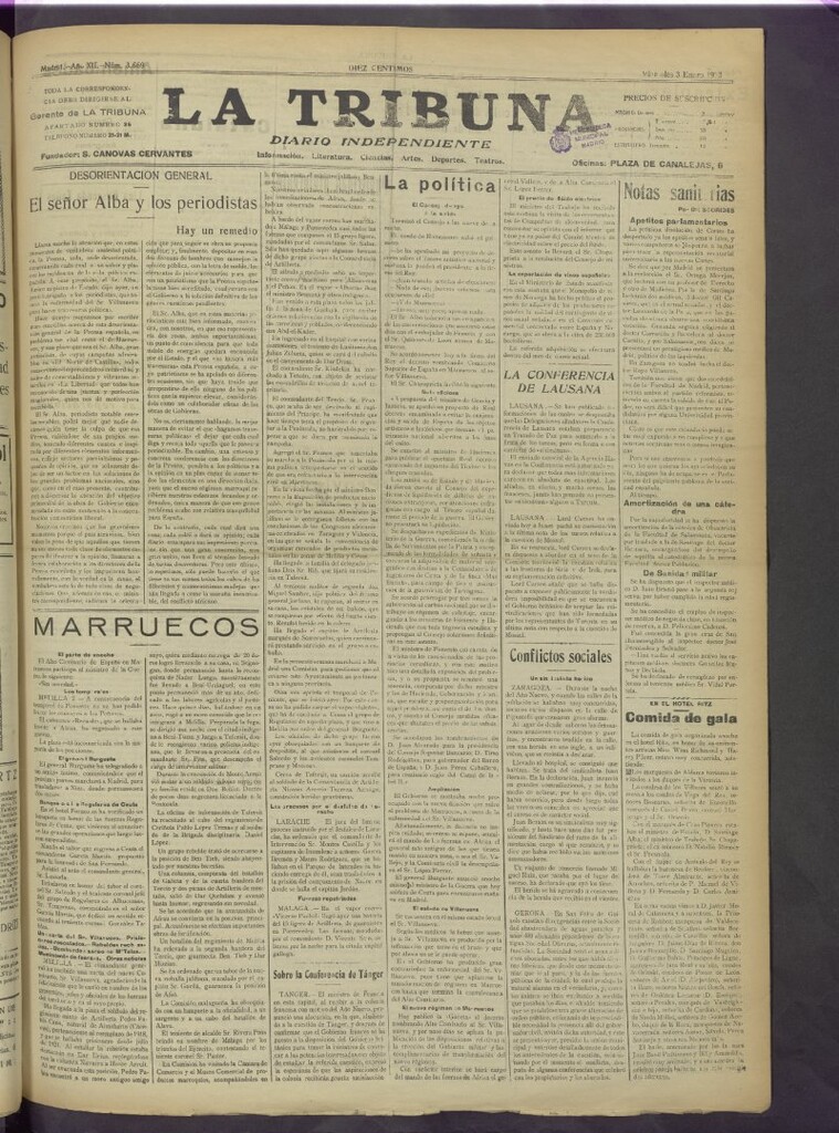 Miniatura de La Tribuna del 3 de enero de 1923