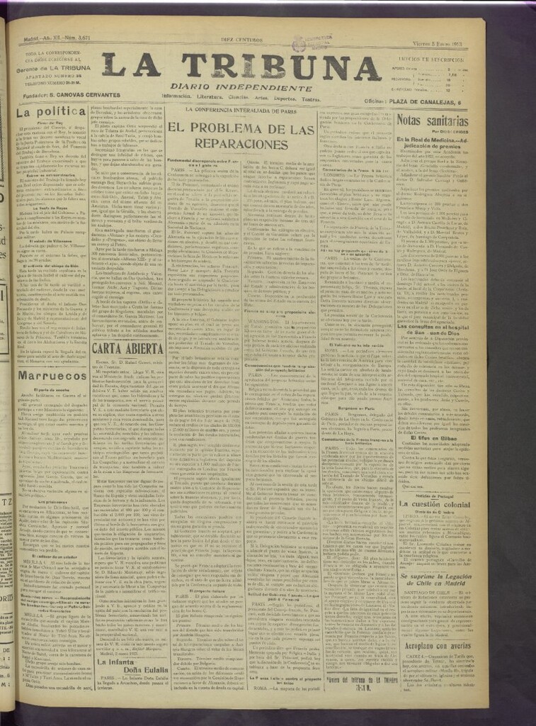 Miniatura de La Tribuna del 5 de enero de 1923