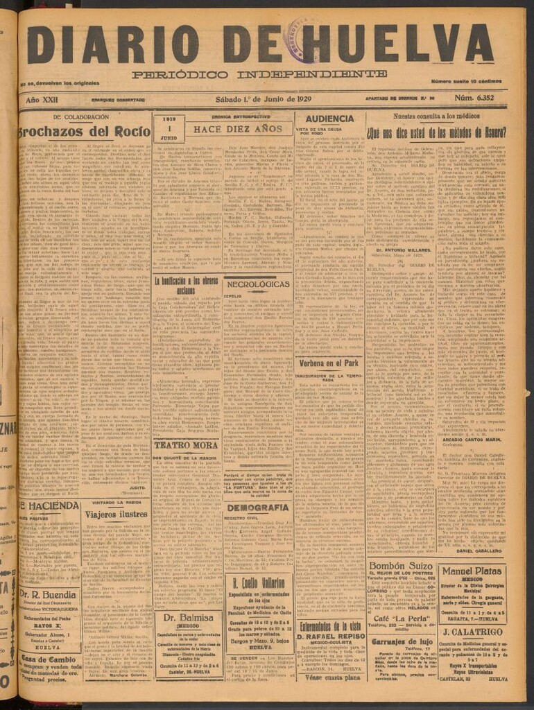 Miniatura de Diario de Huelva : periódico independiente del 1 de junio de 1929