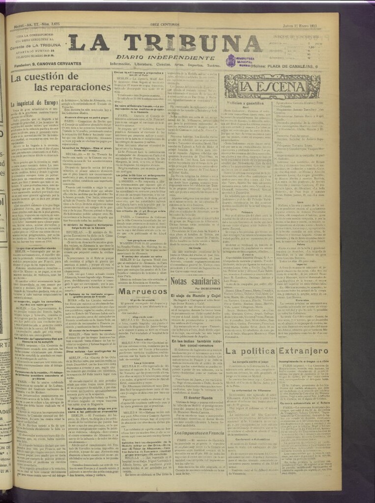 Miniatura de La Tribuna del 11 de enero de 1923