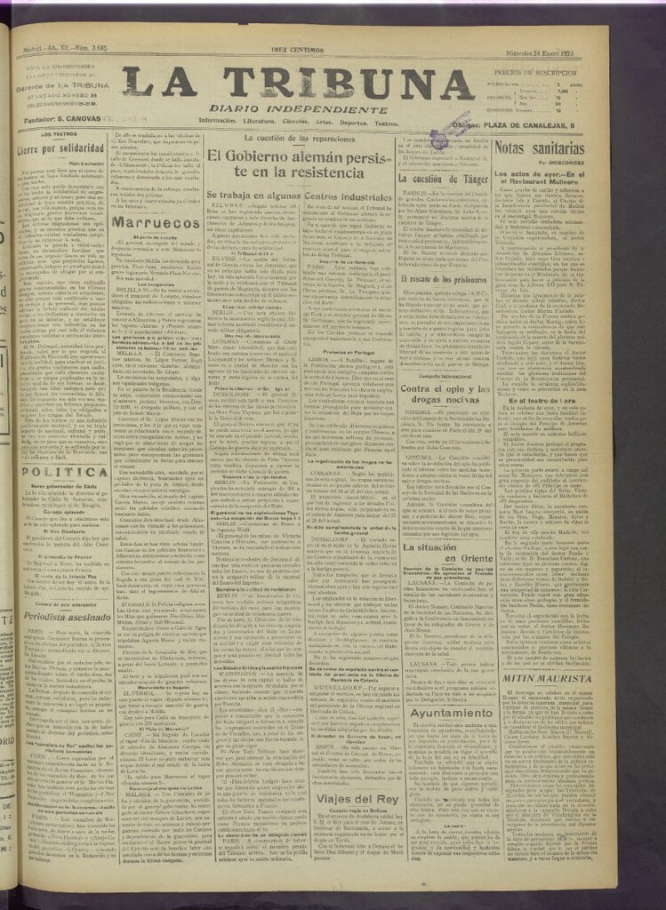 Miniatura de La Tribuna del 24 de enero de 1923