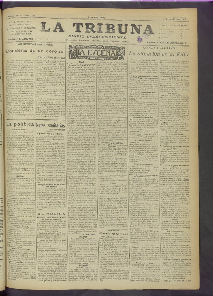 Miniatura de La Tribuna del 26 de enero de 1923