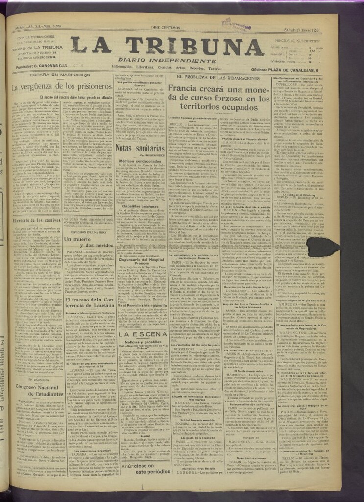 Miniatura de La Tribuna del 27 de enero de 1923
