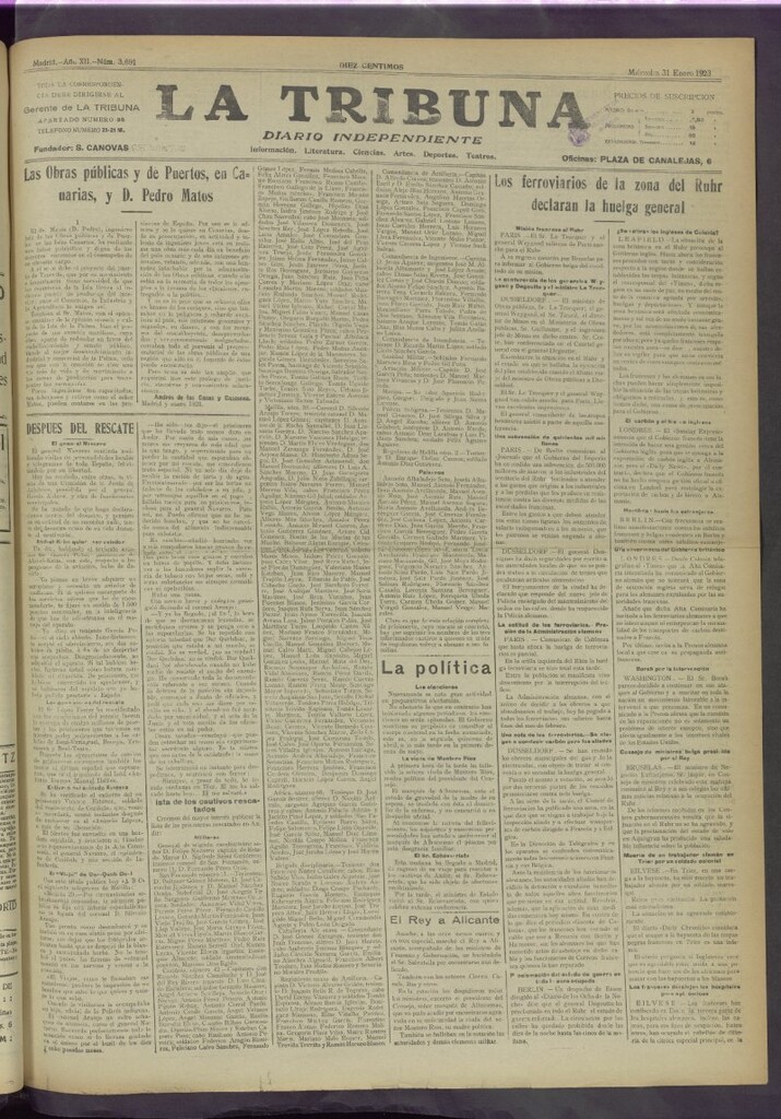 Miniatura de La Tribuna del 31 de enero de 1923
