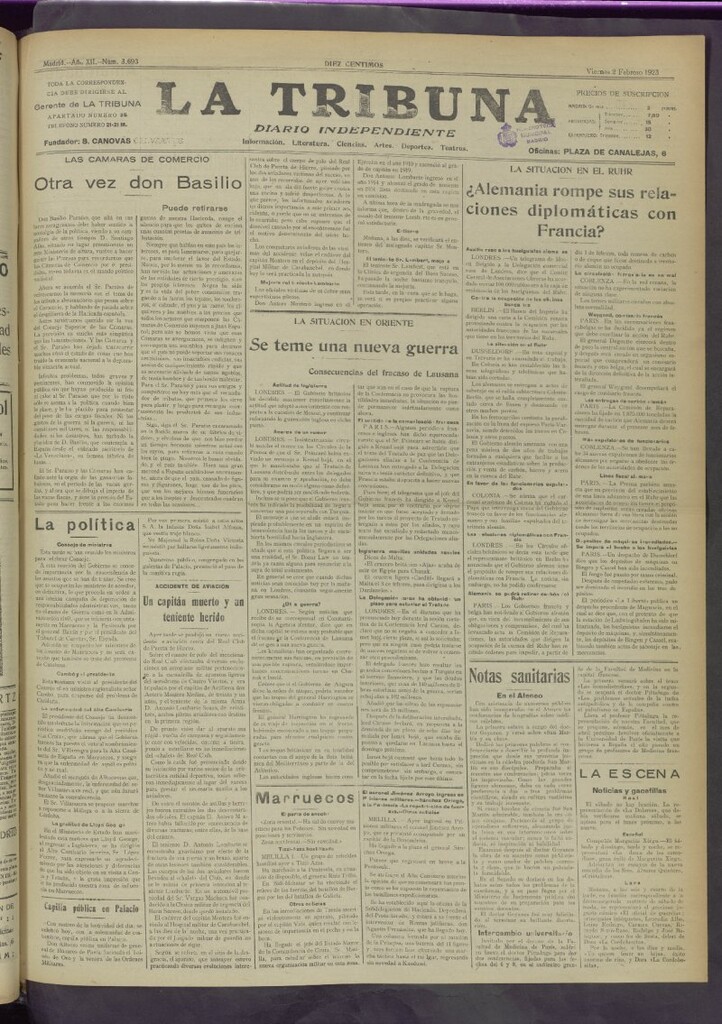 Miniatura de La Tribuna del 2 de febrero de 1923