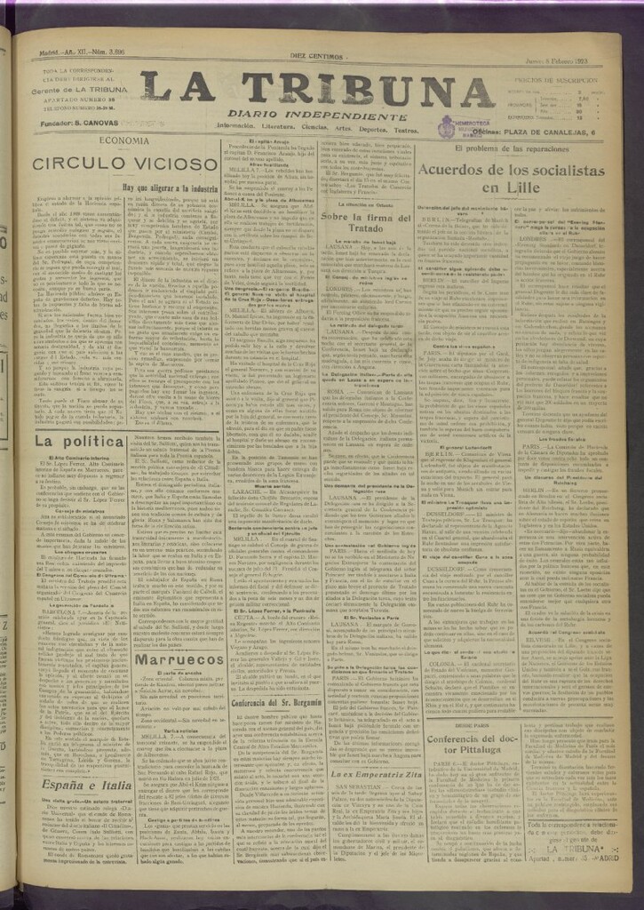 Miniatura de La Tribuna del 8 de febrero de 1923