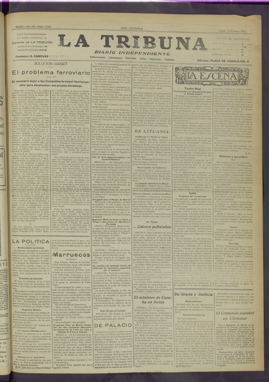 Miniatura de La Tribuna del 26 de febrero de 1923