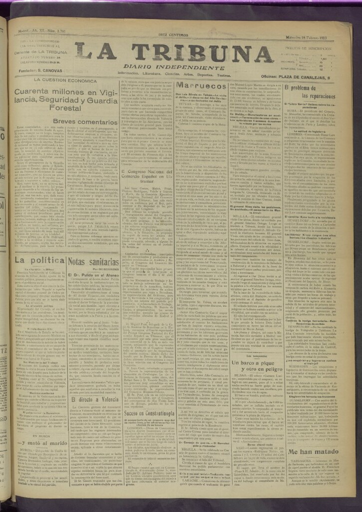 Miniatura de La Tribuna del 28 de febrero de 1923