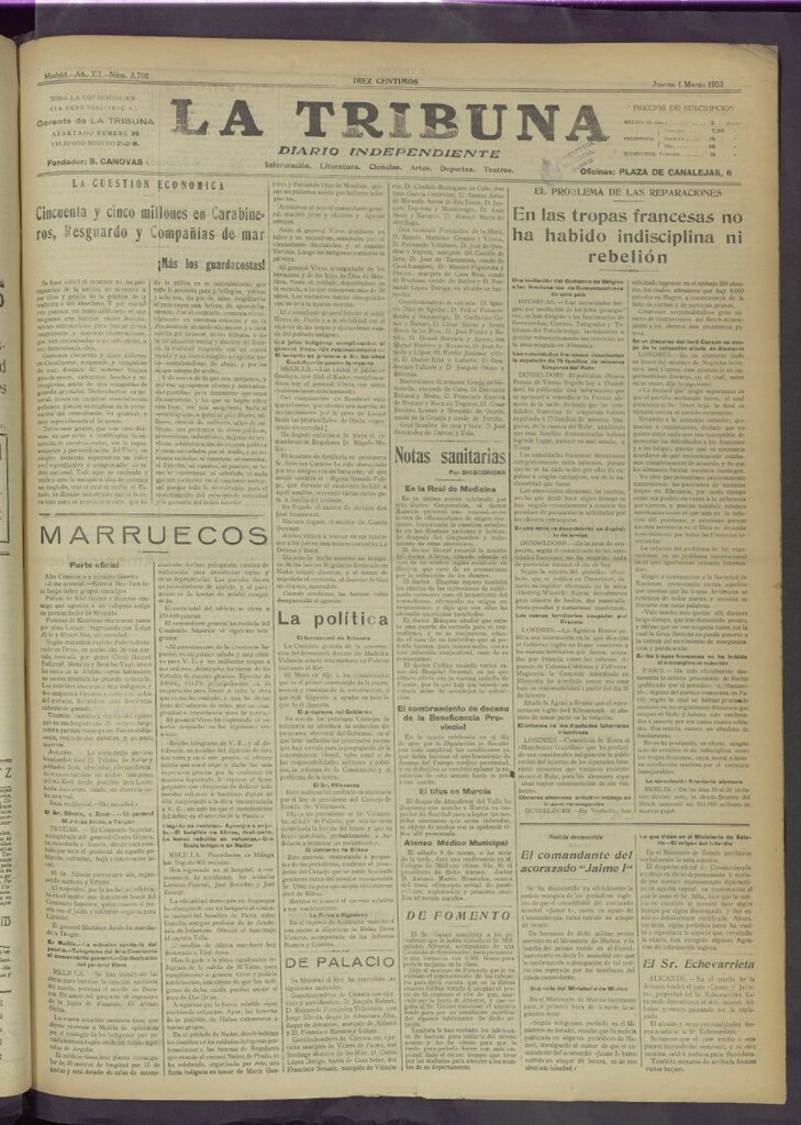 Miniatura de La Tribuna del 1 de marzo de 1923